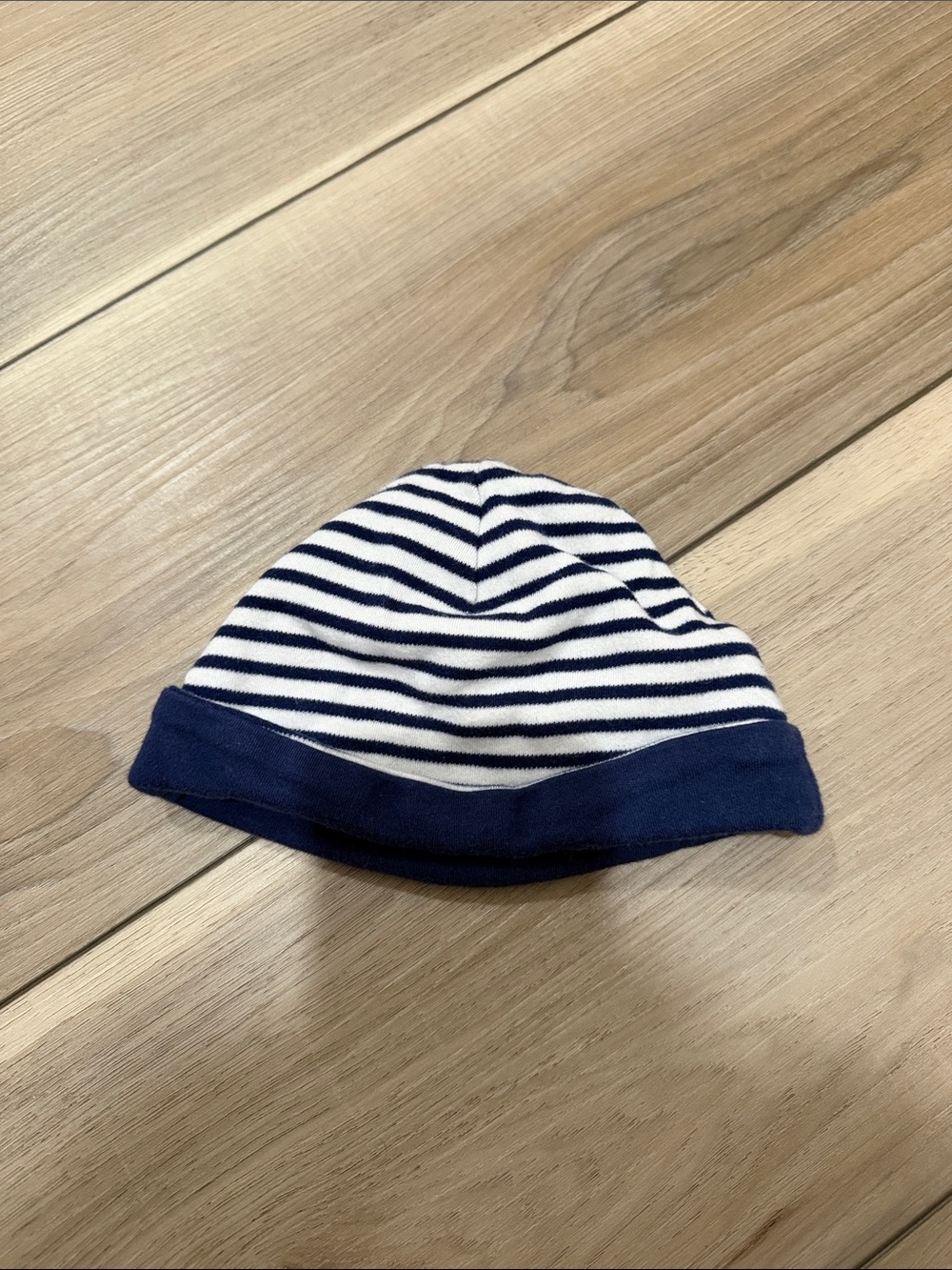 Navy & White Stripe Baby Beanie Hat